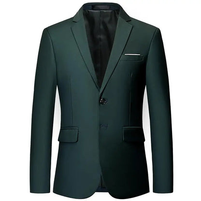 Men White Formal Jackets Two Bittons Long Sleeve Korean Mens Suit Jackets Office Wear Wedding Blazer