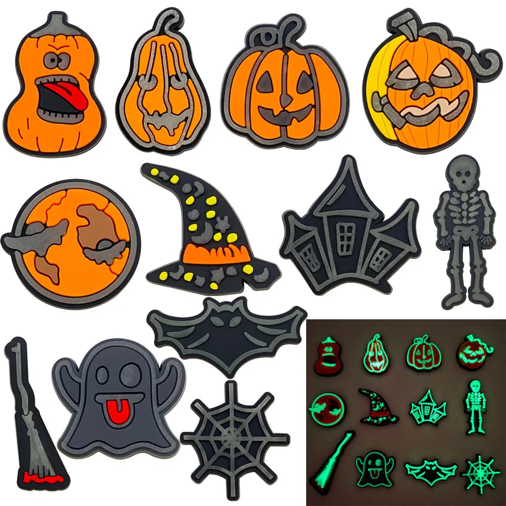 100pcs Mixed Cartoon Halloween Shoe Charms For Clogs Ghost Shoe Decoration Premium Quality Popular Charms Accessories Great Gift