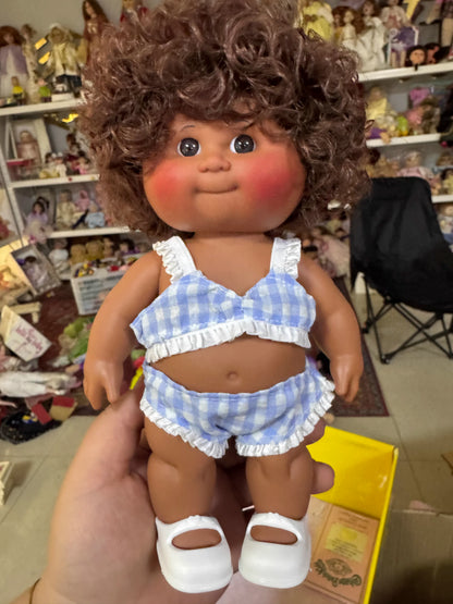 Afu Cute Chubby Face Full Vinyl Cabbage Patch Doll Curly Hair Handmade Collectible Toy For Adult Collection Home Decor
