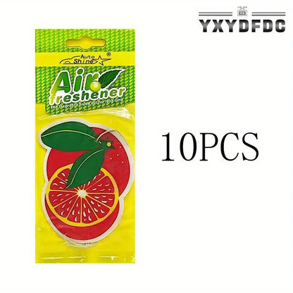 3-80pcs Fruit Car Air Freshener Natural Aromatherapy Tea Paper Hanging Perfume Vanilla Auto Parts Interior