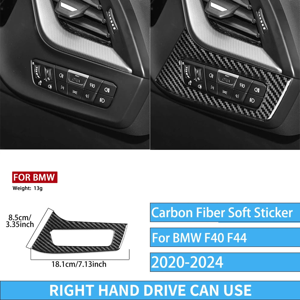 Real Carbon Fiber Car Accessories Black Trim Cover Soft Sticker For BMW 1/2 Series F40 F44 2020 2021 2022 2023 2024
