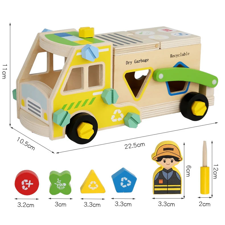 Montessori Wooden Toys Pretend Play Tools Construction Toy Nut Screw Disassembly Assembly Toolbox  Educational Toys for Kids