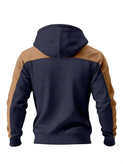 2026 Spring and Autumn Men's New Muscle Jacket - Daily Casual Sports Long Sleeve Hooded Zipper Windproof and Warm Thick Coat