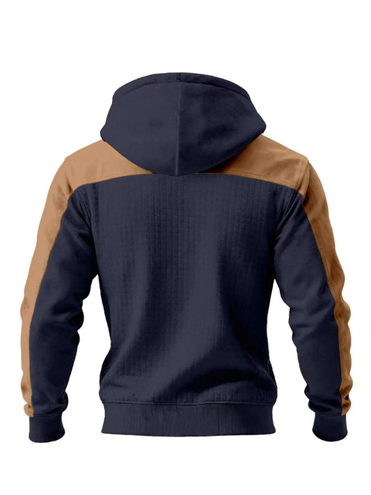 2026 Spring and Autumn Men's New Muscle Jacket - Daily Casual Sports Long Sleeve Hooded Zipper Windproof and Warm Thick Coat