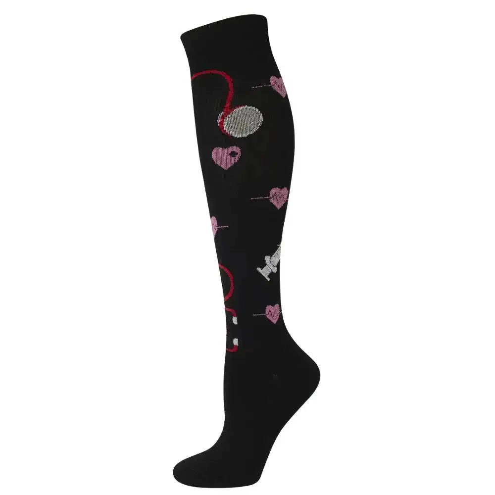 Sport Compression Stockings Funny Pattern Halloween ballon Dot Leg Pressure Running Cycling Multi Color Compress Socks