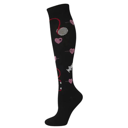 Sport Compression Stockings Funny Pattern Halloween ballon Dot Leg Pressure Running Cycling Multi Color Compress Socks