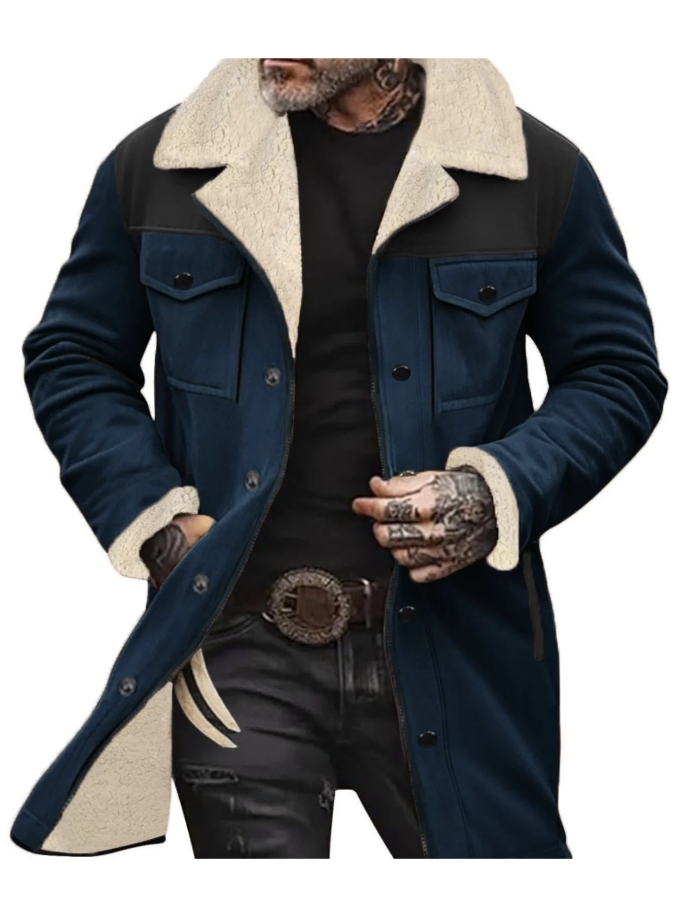 Warm Trech Men's Winter Trench Coat Windproof Fleece Lined EU Fit Street to Office Mans Wear