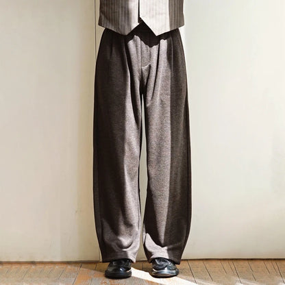 100% Merino Wool Men's Wide Leg Trousers Warm Soft Solid Color Auutumn Winter Casual Fashion Versatile Thickened Pant Men's Pant