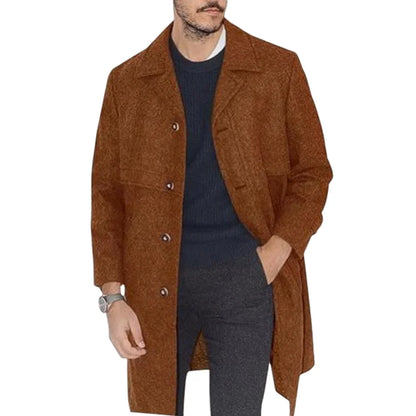 Men's Lapel Coat Office Street Casual Suit Wool Blends Outdoor with Lining Long Jackets Eu US Size Single-breasted Men Clothing