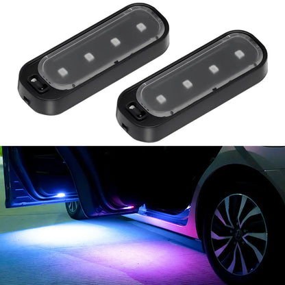 2/4pcs Car LED Door Light USB Charging Wireless Door Warning Lights Safe Anti-collision Signal Lamp Welcome Atmosphere Light