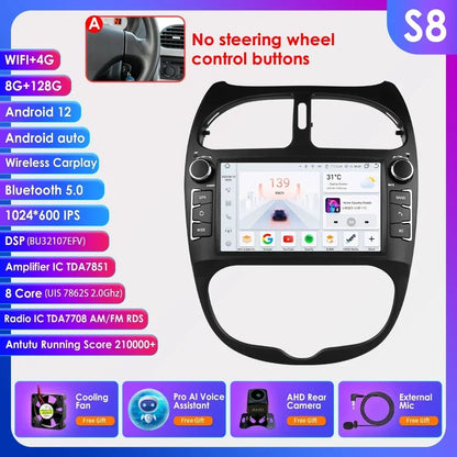 Android 14 Car radio for PEUGEOT 206 206CC 206SW 2000-2005 2006 2007 2008 Multimedia player GPS navi Video 7862 2din Autoradio