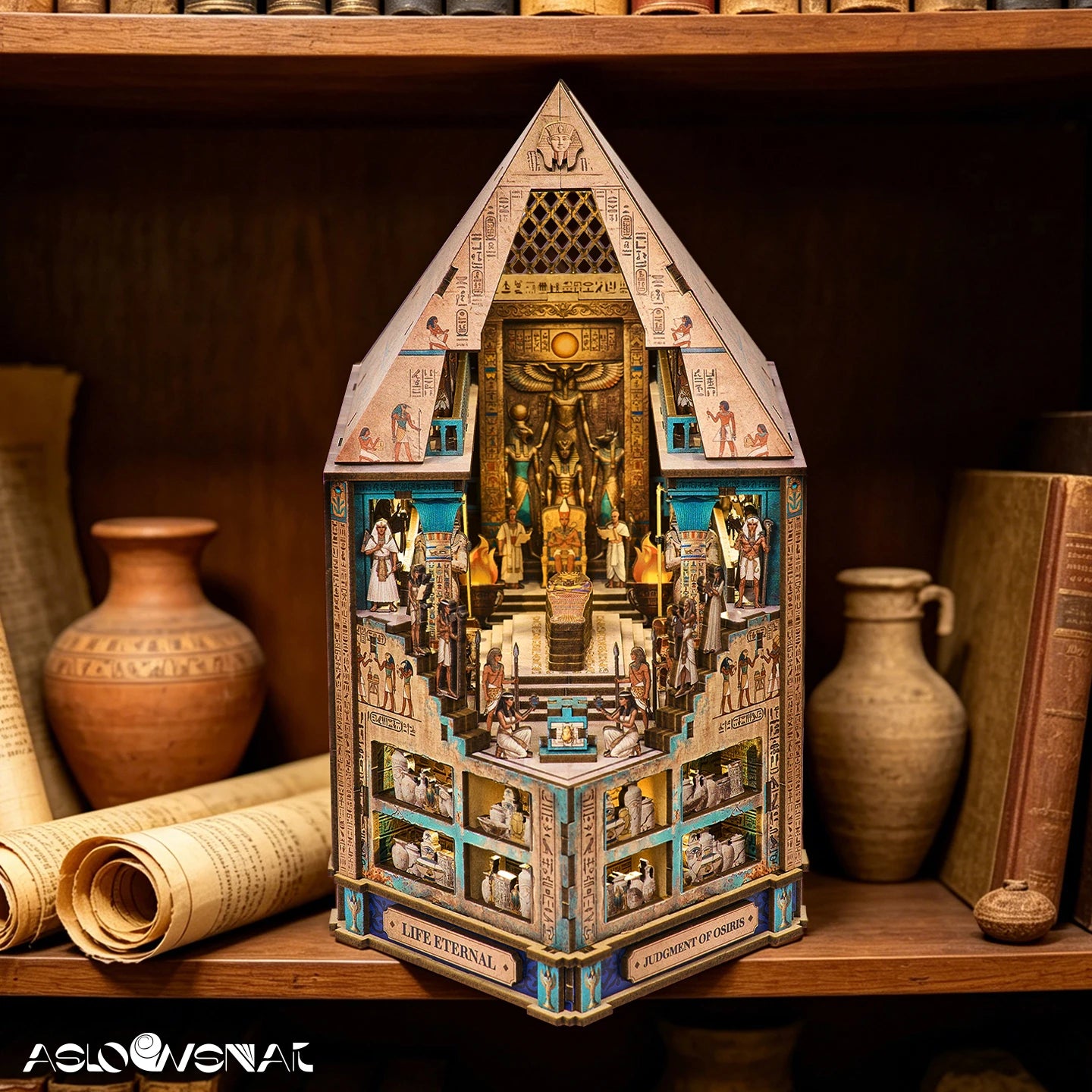 Book Nook Kit  3D Wooden Puzzle Egyptian Pharaoh MummyDIY Miniature Dollhouse Pyramid Model Building Home Decoration Gifts