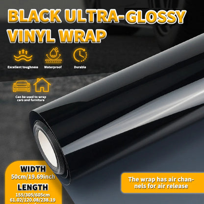 Super Glossy Black PPF Car Wrap Vinyl Film Self-Adhesive Sticker Car wrapping Film Vinyl Roll With Air release