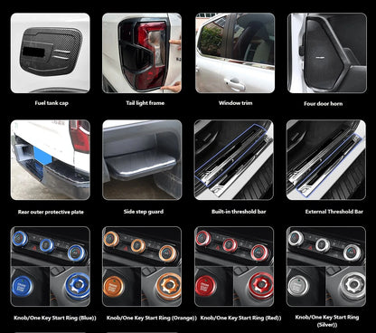 For Ford Ranger P703 T9 XL XLT Wildtrak Raptor 2023-2025 Carbon Fiber Texture Gear Shift Panel Cover Interior Trim Full Set