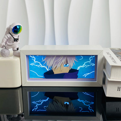 Anime Paper Carved Lamp Cute Figure 3D Paper Led Color Light Box Room Decoration Collect Night Light Gifts
