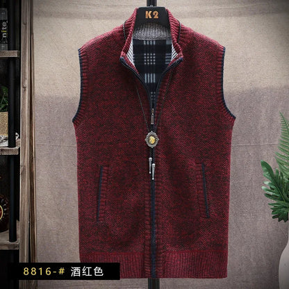Atutumn and Winter New Men's Sweater Cardigan Knitting Vest Dailywear Warmth Thickened Zipper Jacket Waistcoat Male Streetwear