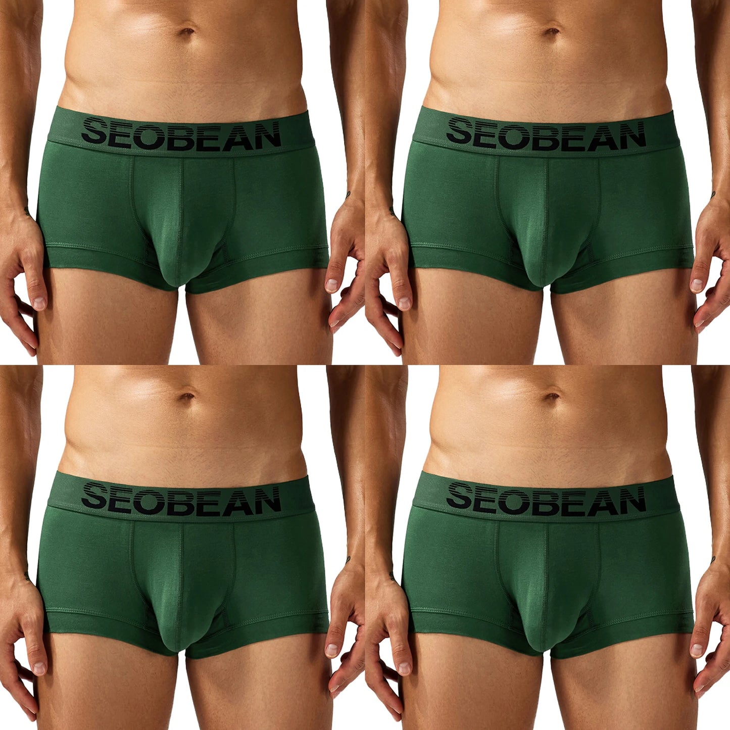 4-Pack SEOBEAN  Men's Cotton Briefs Comfortable Sweat-Absorbent Boxer Shorts Male Underwear