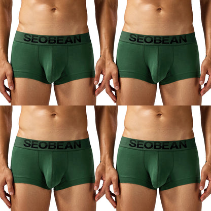 4-Pack SEOBEAN  Men's Cotton Briefs Comfortable Sweat-Absorbent Boxer Shorts Male Underwear