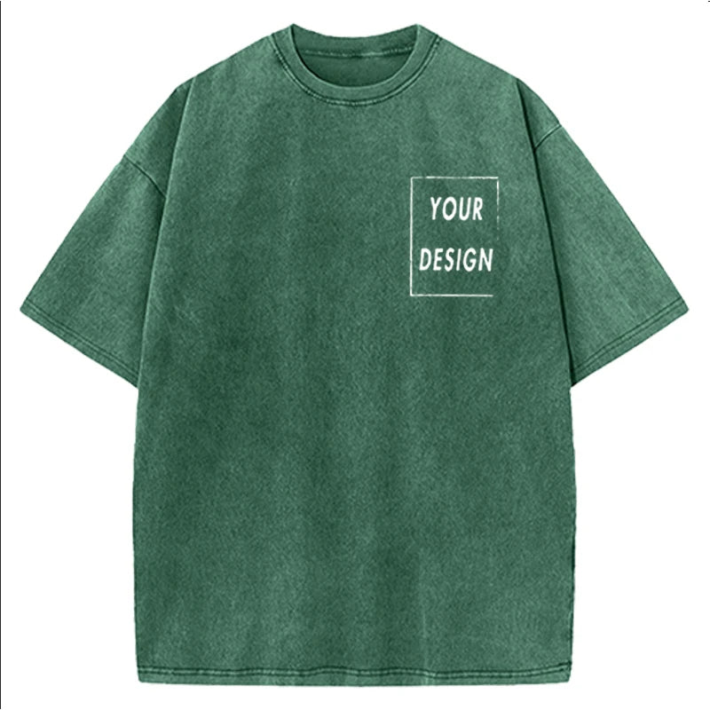 Men's and Women's Cotton Washed T-Shirt Custom Printed T-Shirt 230G Top DIY Your Favorite Pattern or Logo Fashionable Custom Top