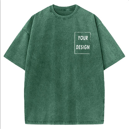 Men's and Women's Cotton Washed T-Shirt Custom Printed T-Shirt 230G Top DIY Your Favorite Pattern or Logo Fashionable Custom Top