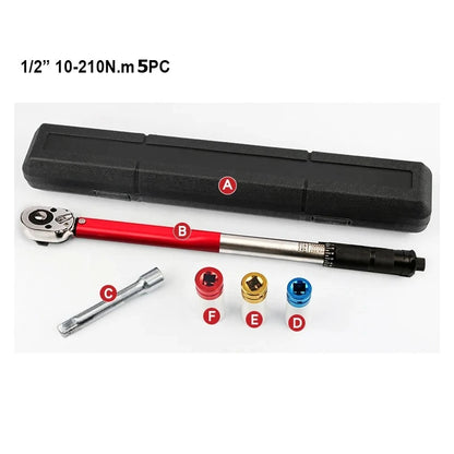 10-210N.m Torque Wrench 1/2"  Precise Reversible Ratchet Torques Key Professional Bicycle Motorcycle Car Automotive Tool