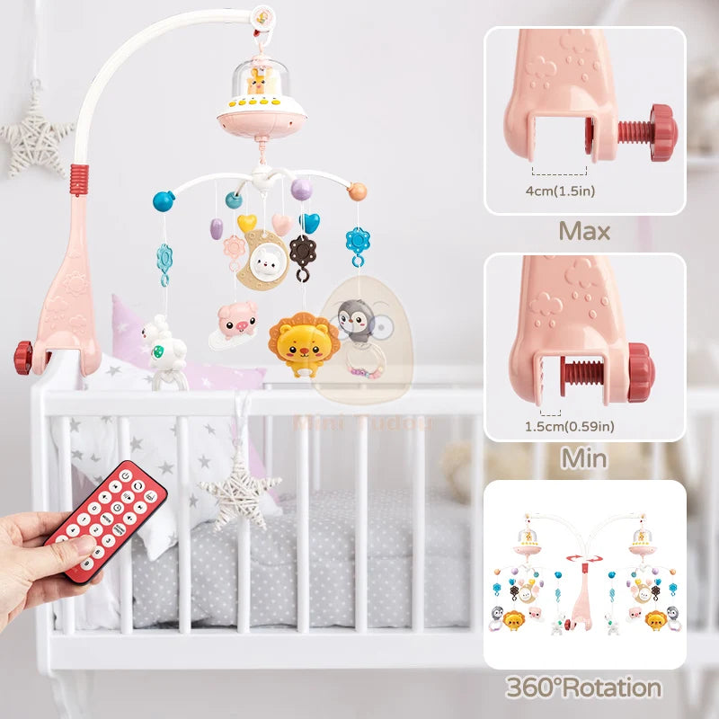 Baby Toy 0 12 Months Crib Mobile Musical Rattle For Newborn Music Box Projector Rotating Holder Bed Bell Infant Gifts