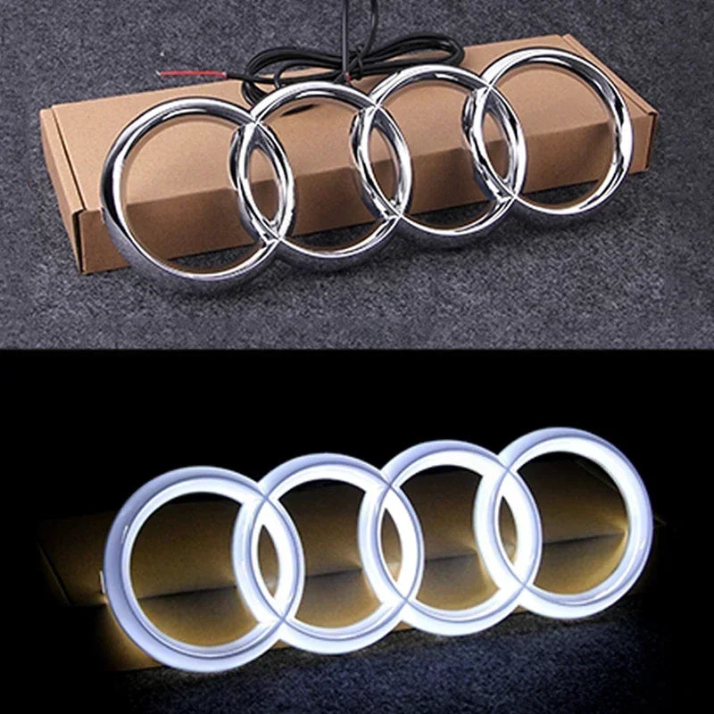 Static Light Car Front Grille LED Emblem Decor for Audi A4 A5 Q5 RS5 A4L A3 8p Q3 A8 Decals Badge Sticker Exterior Accessories