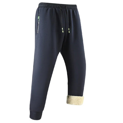 Winter Mens Sweatpants EU Size Thick Warm Fleece Lined Loose Joggers Sportswear Zip Pockets Casual Outdoor Track Pants Plus Size