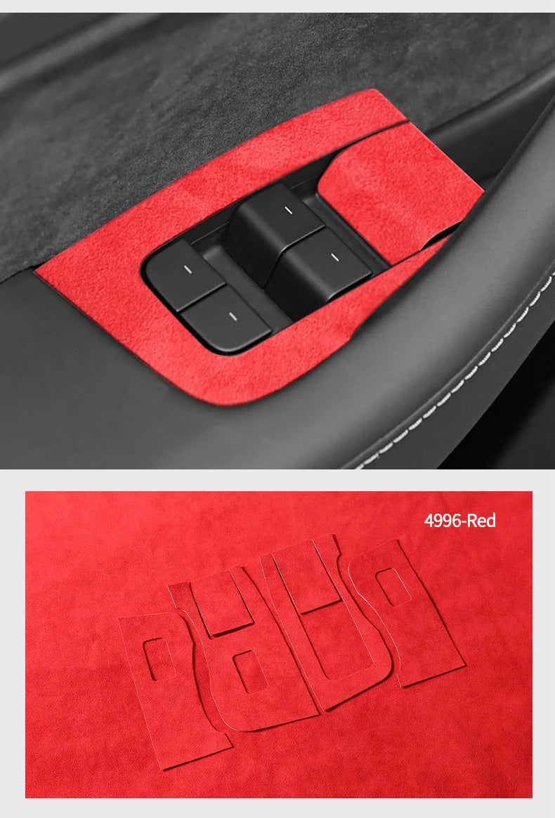 Top Suede For Tesla Model 3(2019-2023) Model Y(2019-2024) Car Window Control Panel Button Trim Sticker Interior Tuning Accessory