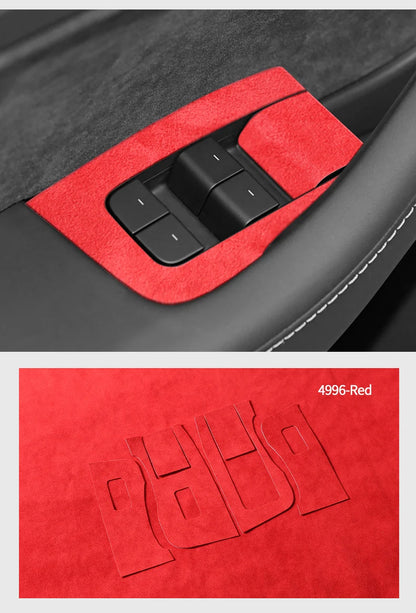Top Suede For Tesla Model 3(2019-2023) Model Y(2019-2024) Car Window Control Panel Button Trim Sticker Interior Tuning Accessory