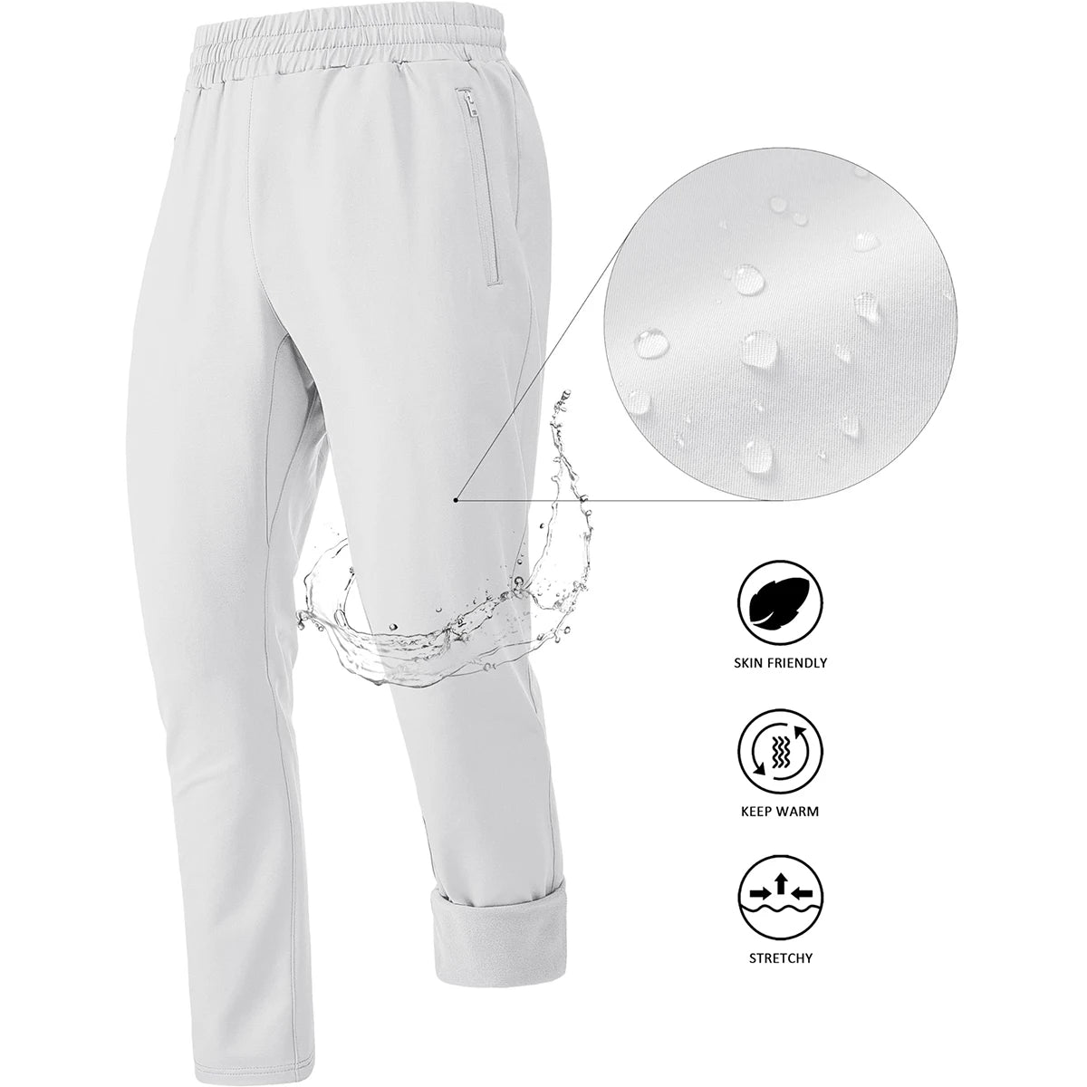 TACVASEN Men's Fleece Lined Track Pants Fall Winter Thermal Warm Jogger Pants Waterproof Workout Casual Drawstring Sweatpants