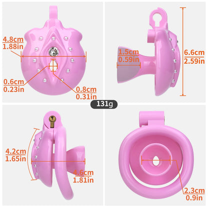 FRRK ABS Mini Clitoris Chastity Cage Three-Way Harness Belt Pearl Decor Intimate Restraint Wearable Gear For Adult 18+ Men