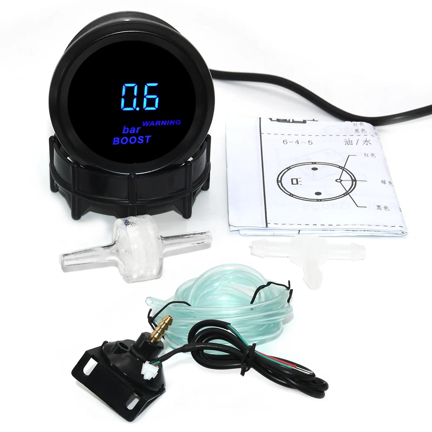 AD Digital Turbo Boost Gauge BAR PSI 52mm Car Water Temp Meter Oil Temp Oil Pressure Gauge Voltmeter Tachometer EGT Gauge Holder