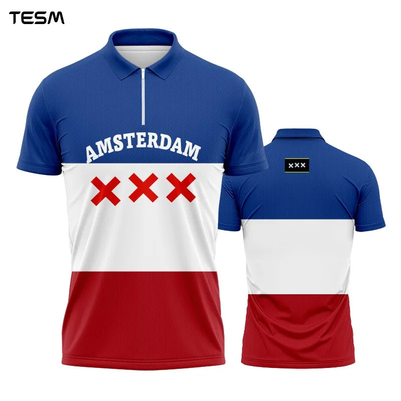 Sports POLO Shirt Summer Men Casual Short Sleeve Lapel Printed T-shirt Striped Retro Fashion Top Outdoor Team Breathable POLO