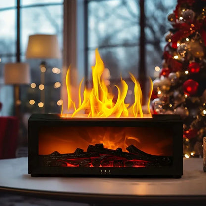 Fireplace humidifier aromatherapy diffuser, equipped with remote control color lights, automatically shuts off in case of water
