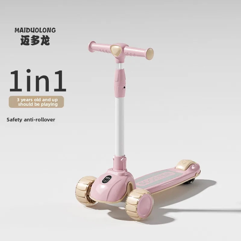1-in-1 Kids Scooter, Foldable Ride-On Tricycle for Toddlers Ideal for developing children’s sense of balance