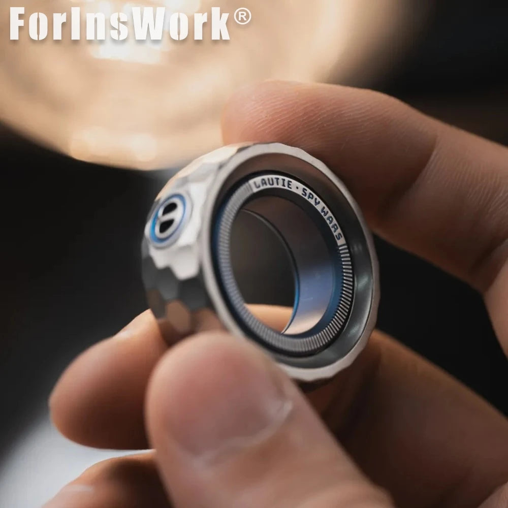 LAUTIE Titanium Blue Mechanic-Thorns Fidget Ring, Spy Wars Series Adjustable Magnetic Settings Magnetic Fidget Toy