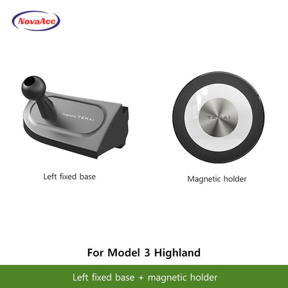 NovaAcc Magnetic Wireless Charging Mount For Tesla Model Y Juniper Model 3 Highland 2024-2026 Left Right Rudder Car Phone Holder
