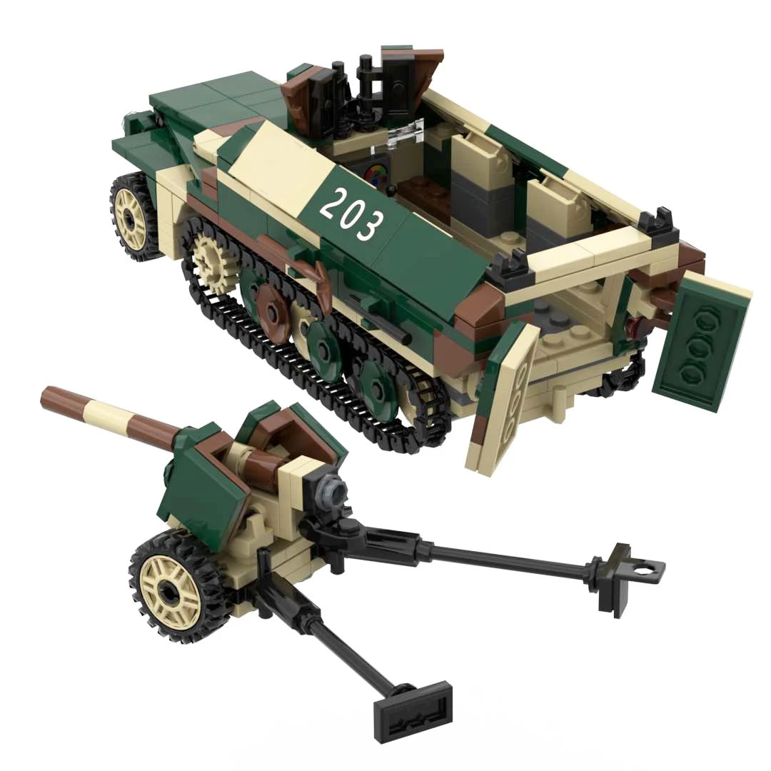 Half-track Armored Vehicle Building Blocks WW2 Germany Military Model Bricks Toy Camouflage Model