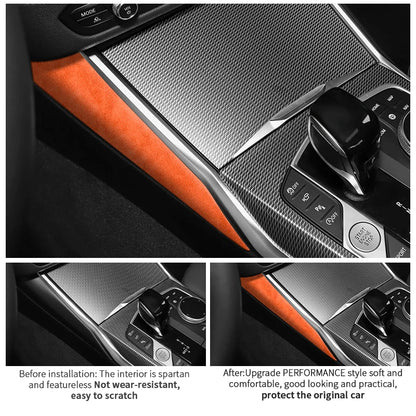 For BMW 2er Two-Door G42 3er i3 G20 G28 4er i4 G23 Center Console Side Trim Sticker Car Interior Accessories Made of Alcantara