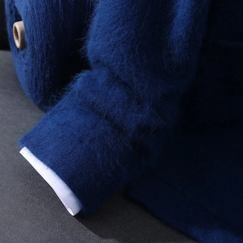 MVLYFLRT Men's 100% Mink Cashmere Cardigan Thick Knit Sweater Suit Collar Premium Warm Winter Outerwear Men's Clothing D185 ﻿