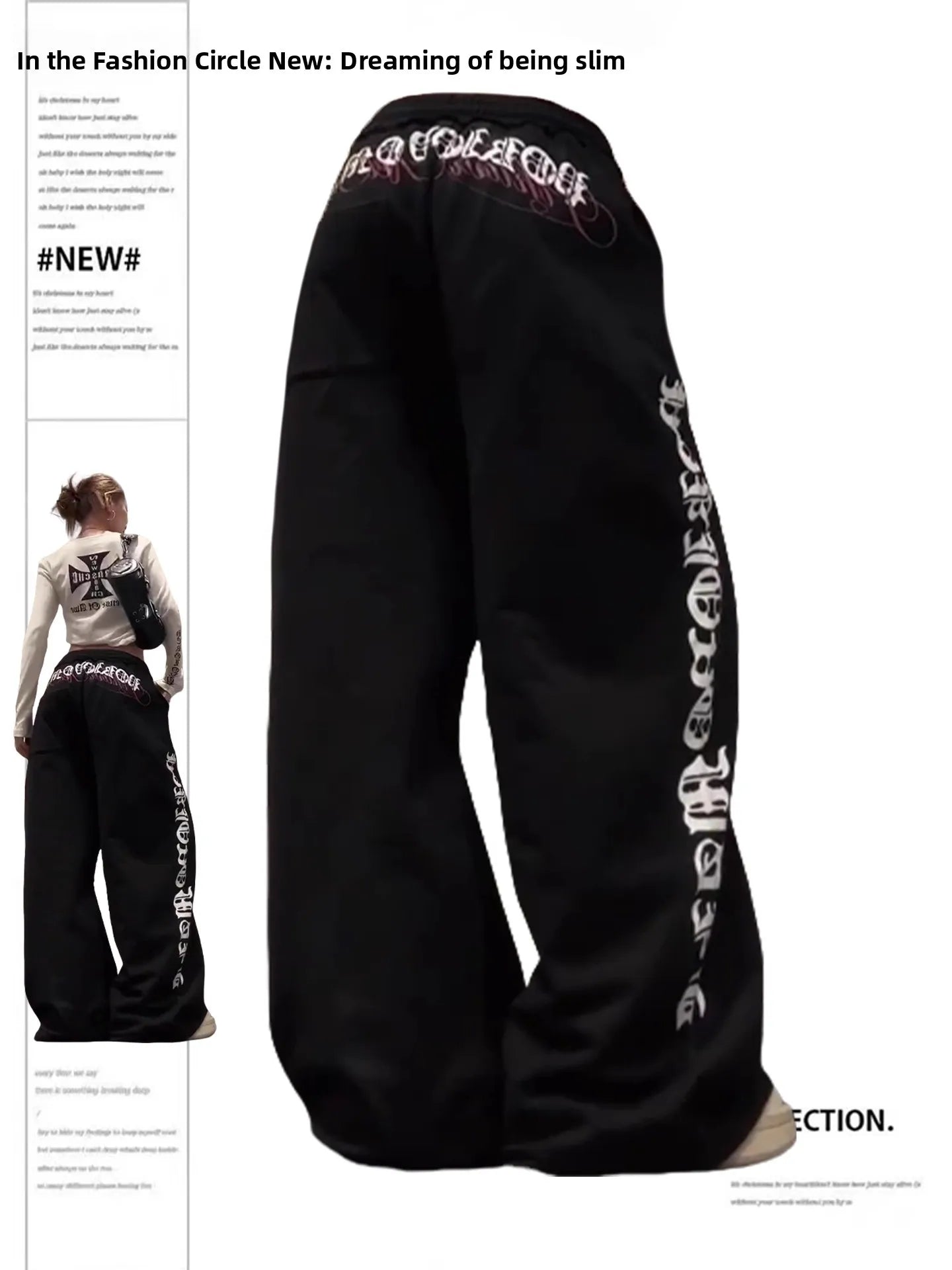 American Retro Letter Print Drawstring Sport Pants Women's Autumn Winter Loose Lazy Versatile Long Trousers Casual High Waist...