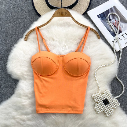 Sexy Fashion Design Camisole Tank Top Women Slim Fit Outerwear Spicy Base Shirt Sexy Backless Vest Short Straight Cut Bodycon