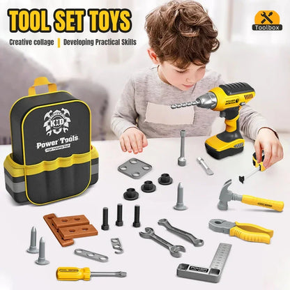 Toolbox Kit Simulation Repair Tools Box Set Drill Educational Toys Plastic Game Engineering Puzzle DIY Toys Gifts for Boys Kids
