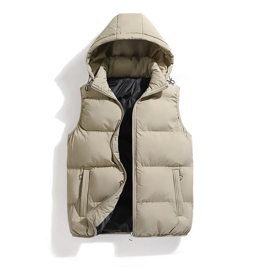 Mens Vest Jacket Warm Sleeveless Jackets Winter Waterproof Zipper Coat Autumn Stand-up Collar Casual Waistcoat Brand Clothing