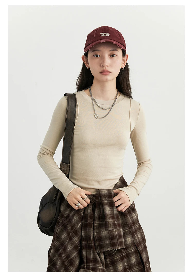 CHIC VEN Women T-Shirts Solid New Basic Heating Cashmere Round Neck Woman Tees Slim Fit Female Tops Spring Autumn 2024