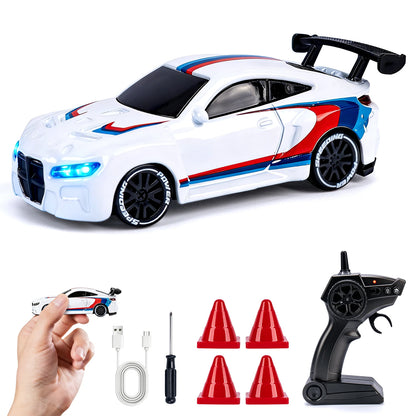 1/64 High Speed Drift RC Car with Light 2.4G 4WD Remote Control Car Mini Racing Model Cars Desktop Full Proportion Cars Gifts