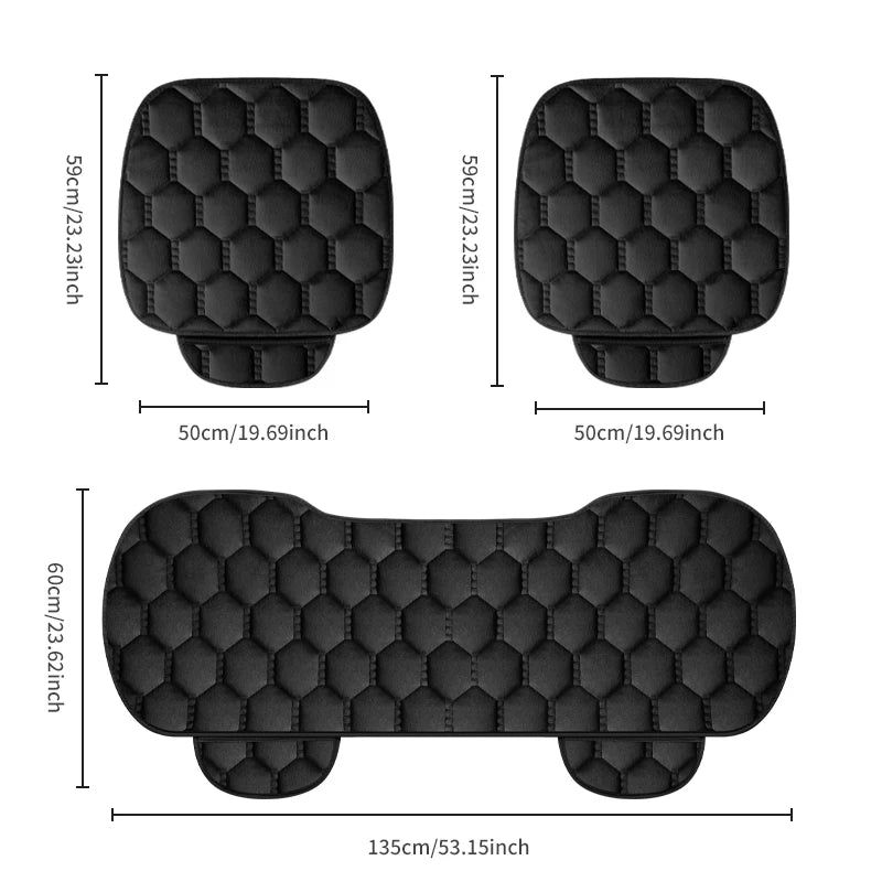 Winter Warm and Thick Velvet Car Seat Cushion Four Seasons Universal Single Seat Small Three piece Plush Warm Five Seat Anti sli