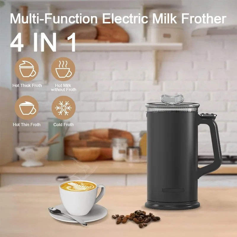 4-in-1 110V/220V Milk Frother Home Coffee Latte Maker Hot Cold Beverages  Dual Function Stainless Steel Electric Milk Frother