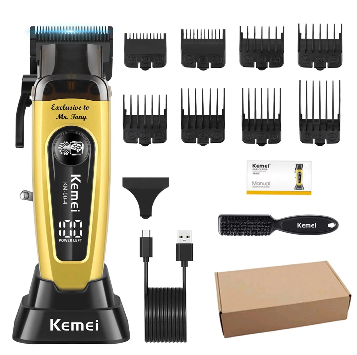 Professional Hair Clipper KM-90-5,KM-90-4 Electric Hair Trimmer Set For Men Rechargeable Cordless Haircut Machine for Barber
